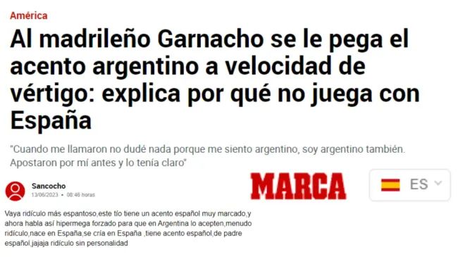 Las duras críticas a Garnacho por elegir jugar para Argentina