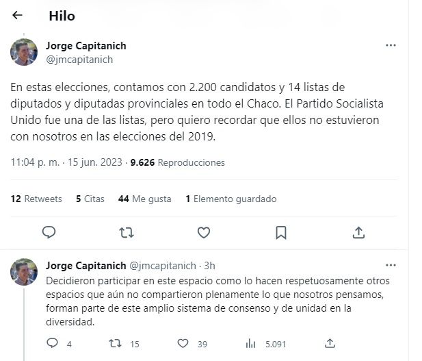 Jorge Capitanich tweet