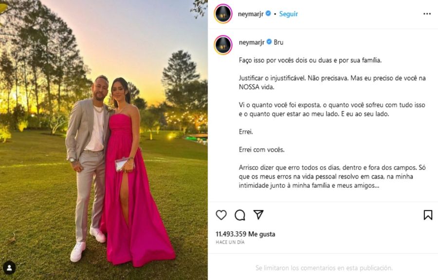 Neymar le fue infiel a su novia embarazada: el inesperado pedido de disculpas