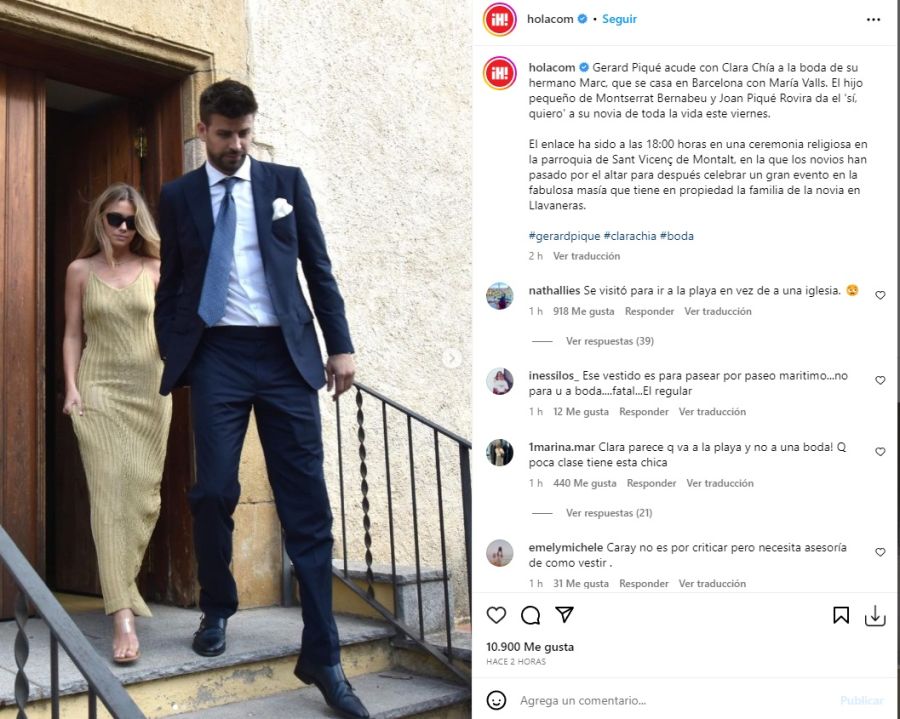 El impactante look que Clara Chía usó para ir con Gerard Piqué a la boda de Marc Piqué y María Valls