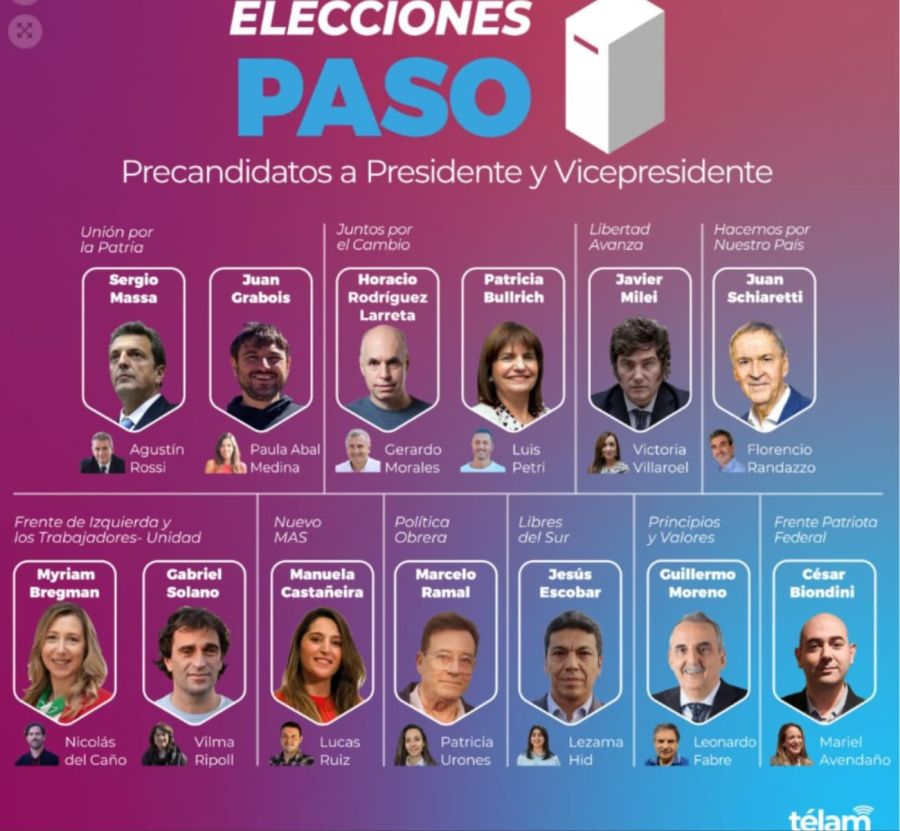 Los 13 precandidatos presidenciales para las PASO g_20230624