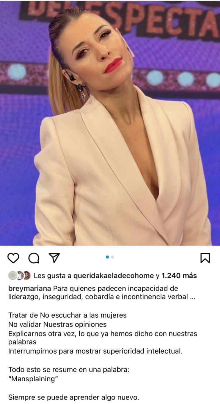 Post de Mariana Brey contra Diego Brancatelli 