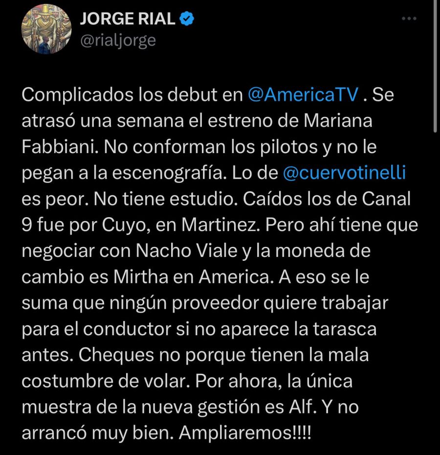 Tuit de Jorge Rial