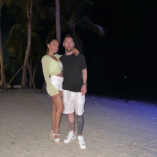 Antonela Roccuzzo y Lionel Messi en las Bahamas 