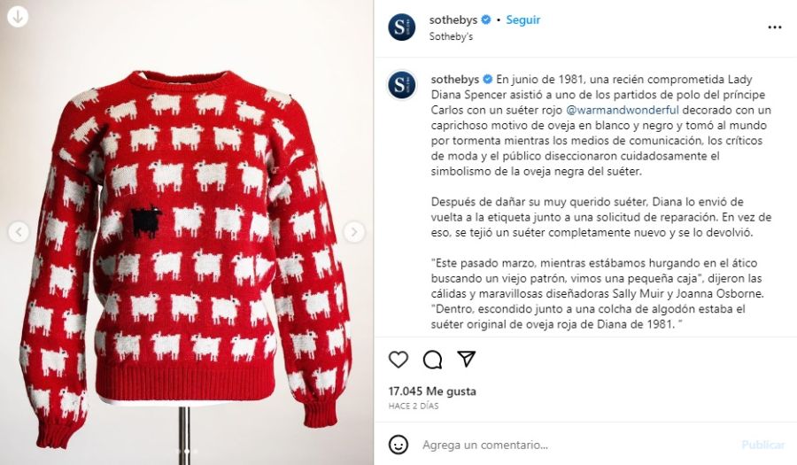 Subastarán el famoso y polémico sweater rojo con ovejas de Lady Di