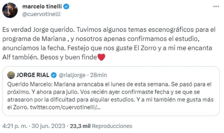 El cruce entre Marcelo Tinelli y Jorge Rial