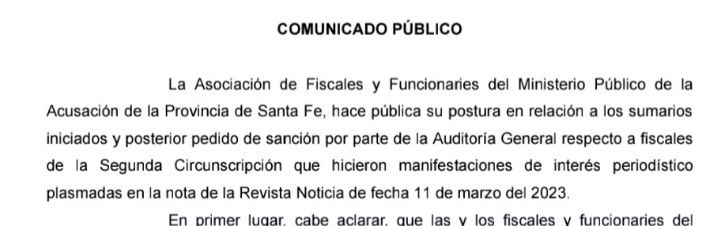 Comunicado Asociación de Fiscales