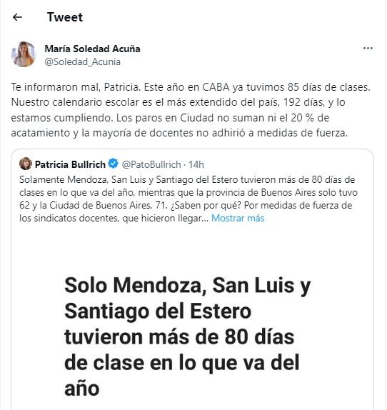 Tweet Soledad Acuña 