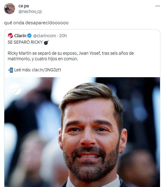 Nacho Castañares le mandó un mensaje sorprendente a Ricky Martin