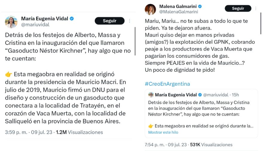 Cruce entre María Eugenia Vidal y Malena Galmarini