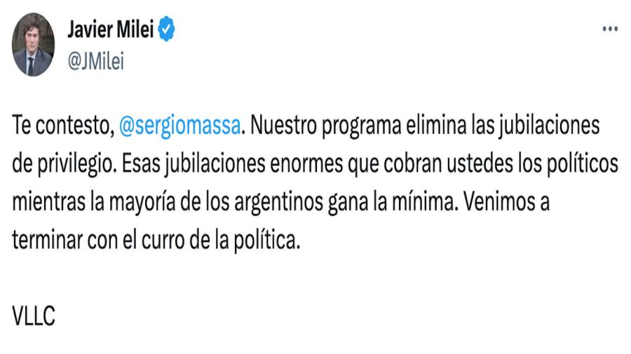 Federico Pinedo y Javier Milei on Twitter 20230711