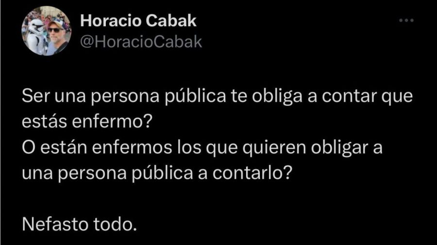 Tuit de Horacio Cabak