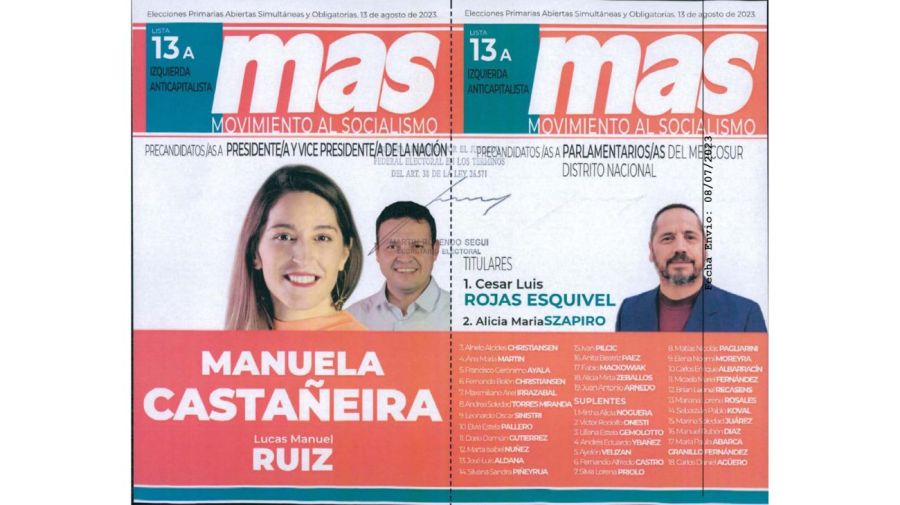Boleta del MAS - Manuela Catañeira