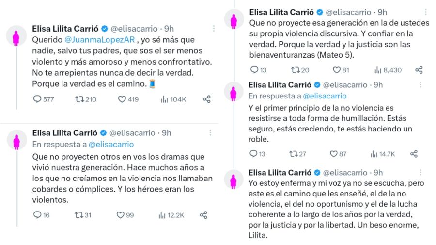 Elisa Carrió defendió a Juan Manuel López