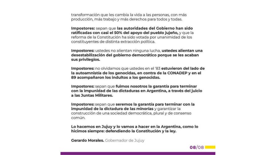 Carta abierta de Gerardo Morales 20230720