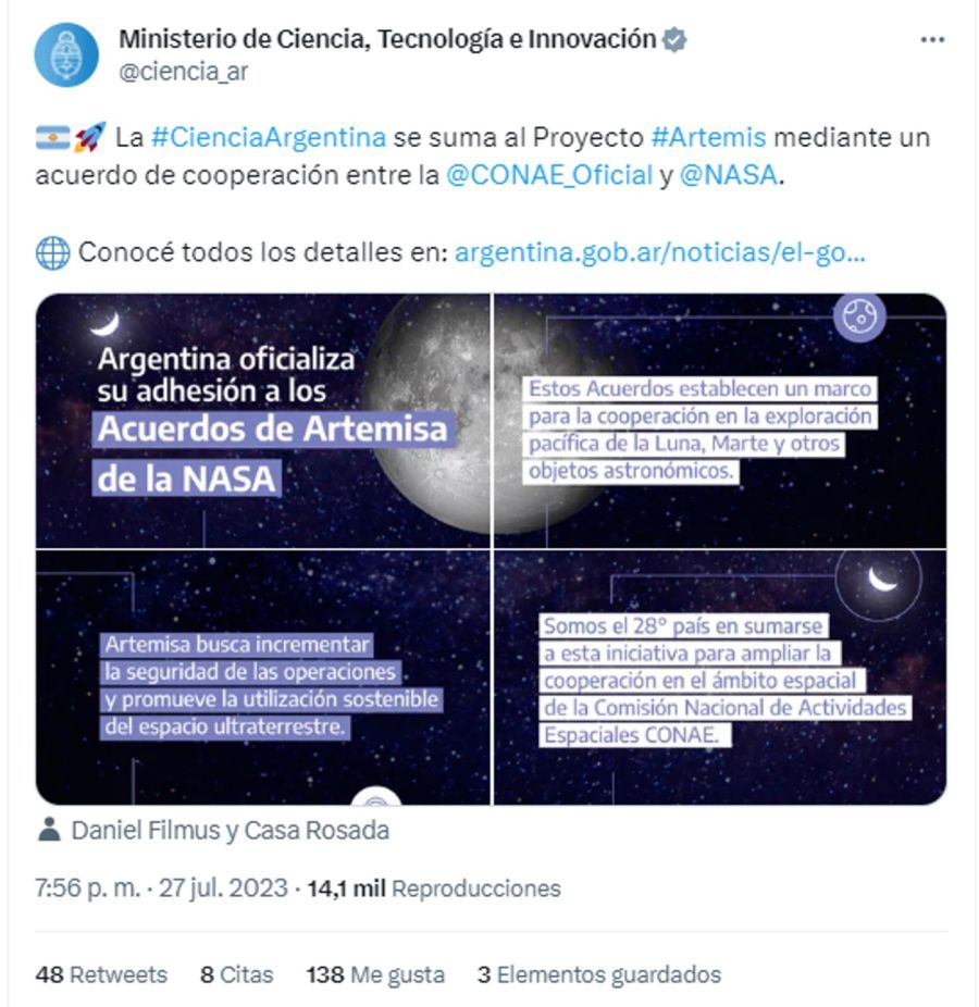 Acuerdo entre Argentina y la NASA 20230728