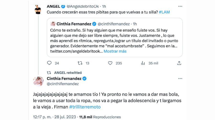 Ángel de Brito defendió a Cinthia Fernández tras su discusión con Oscar 