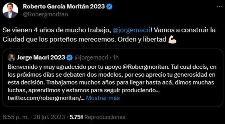 Roberto Garcia Moritan y Jorge Macri mensaje