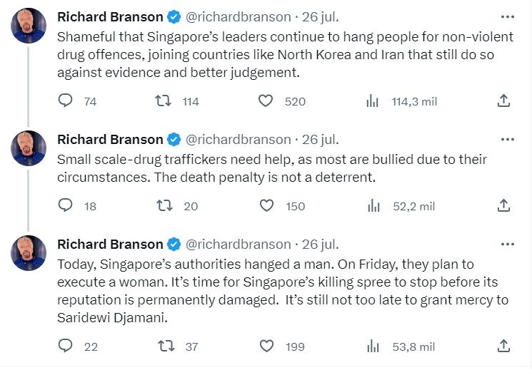 tweet publicado Richard Branson