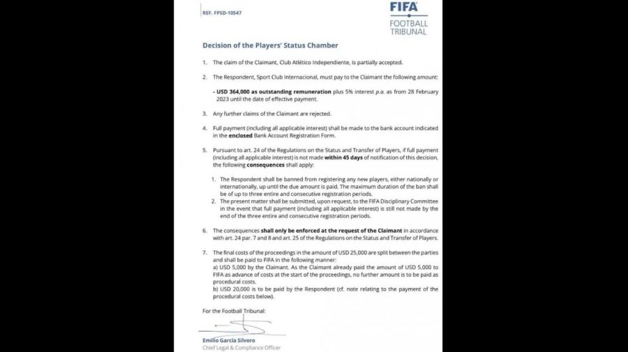 Fallo FIFA