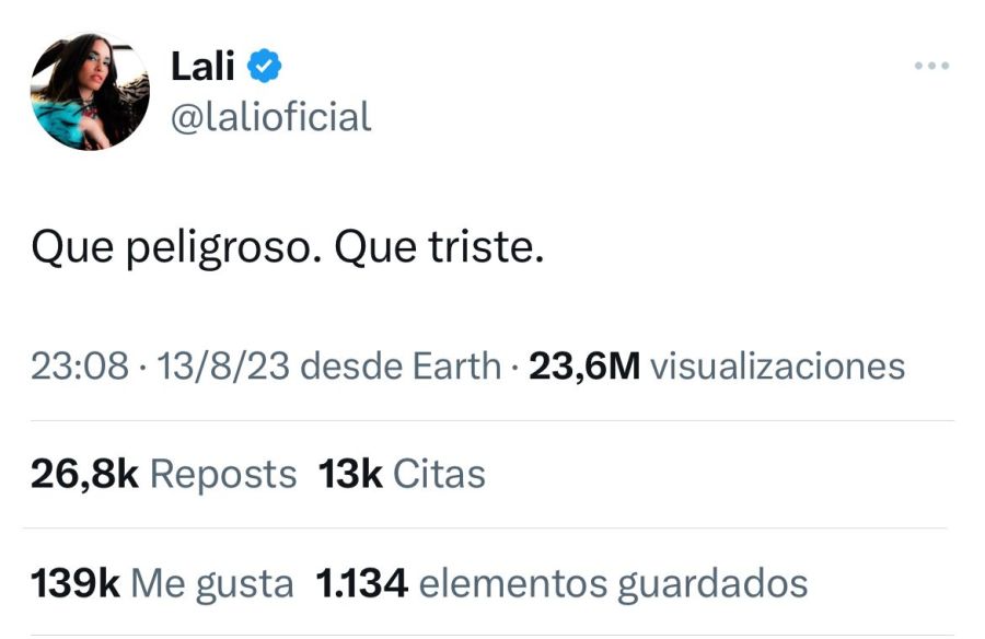 Lali Espósito comentó en X sobre Milei