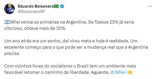 Tweet Eduardo Bolsonaro