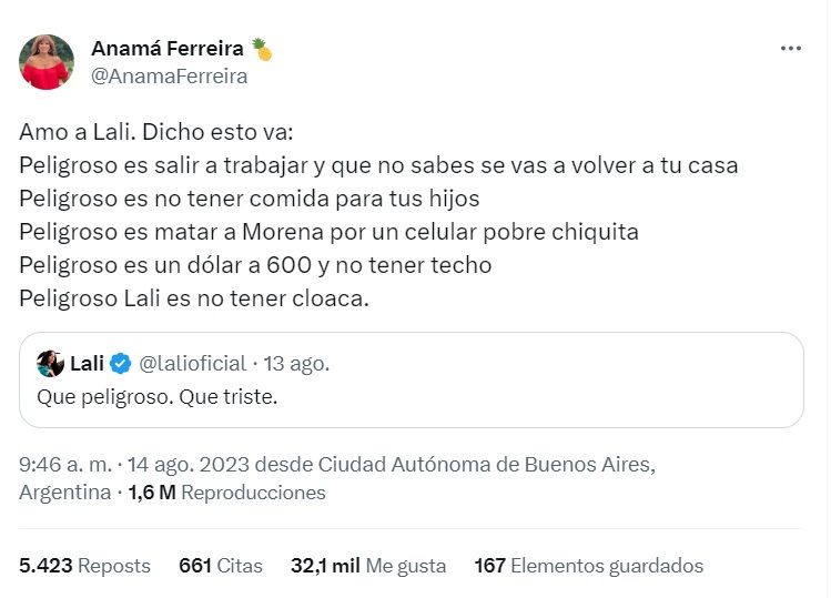 tweets de Anamá vs Lali