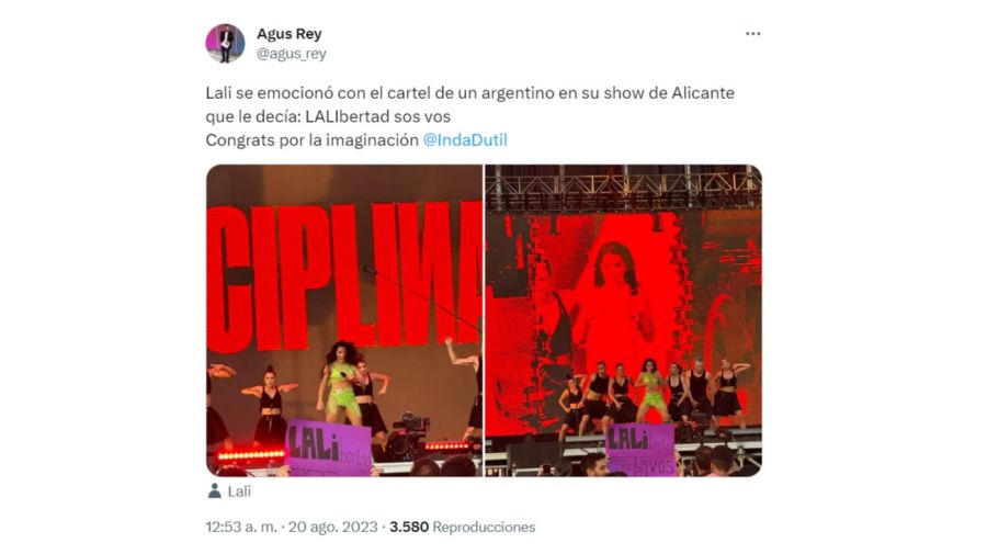 Lali Espósito fue sorprendida en España por su polémica con Milei: el cartel que le hicieron