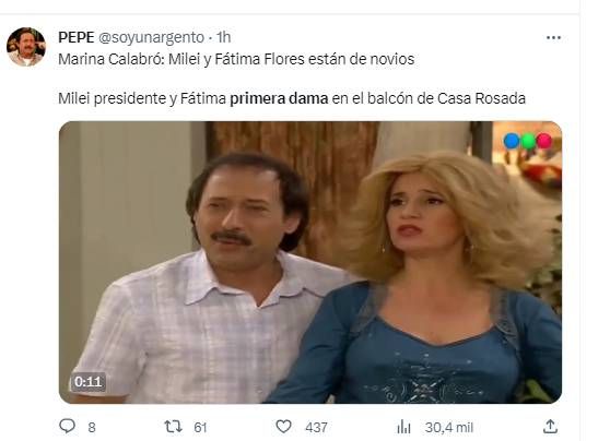 Los mejores memes del romance de Fátima Florez y Javier Milei 