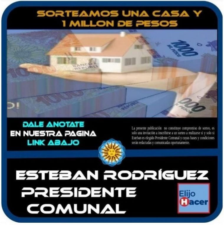 Candidato de Humberto Primo prometió sortear una casa y un millón de pesos si es elegido g_20230829