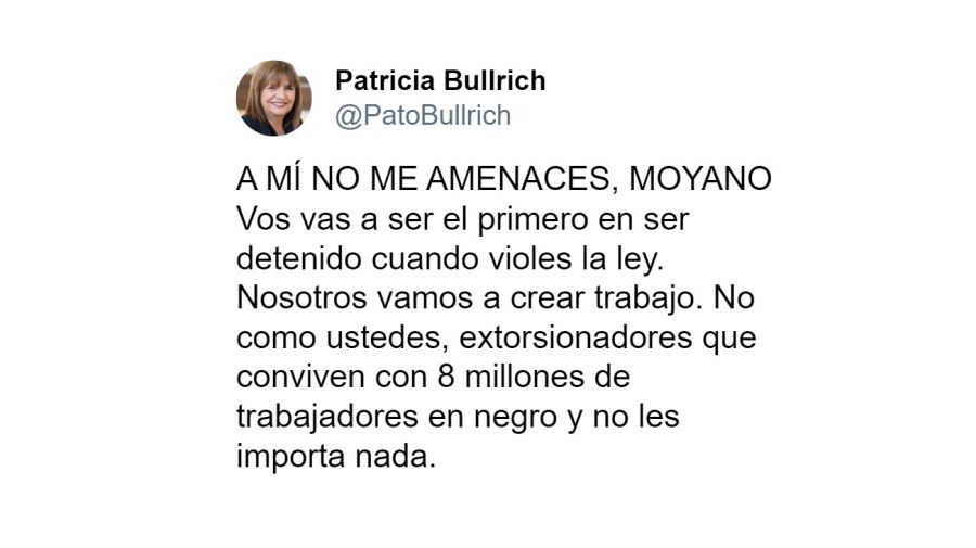 Tweet de Patricia Bullrich