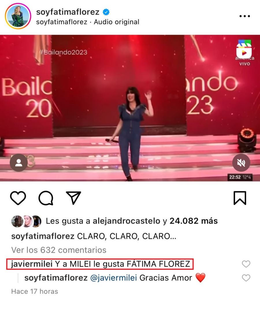 La inesperada reacción de Javier Milei al ver a Fatima Florez imitando a Marixa Balli