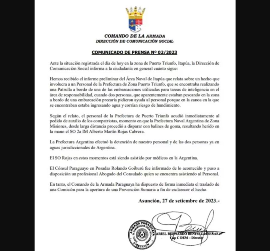 Conflicto de la Prefectura Naval Argentina en Misiones 20230928