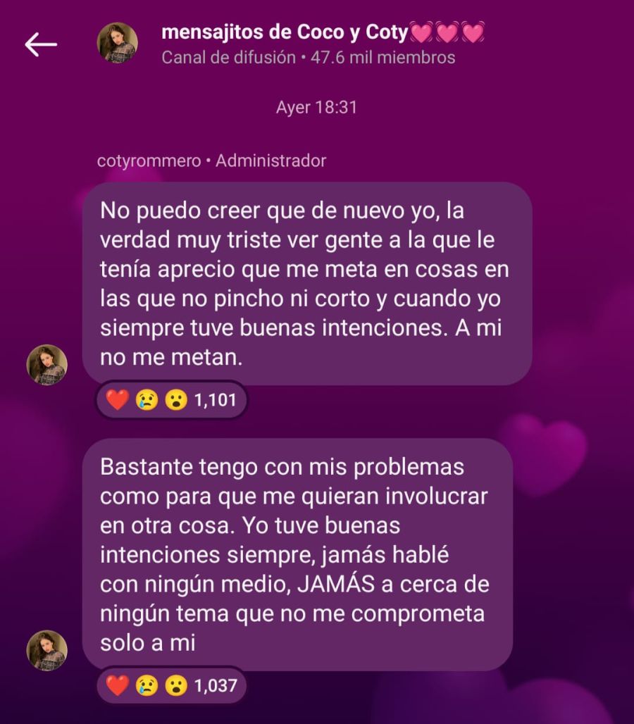 La respuesta de Coti Romero a Juliana Díaz