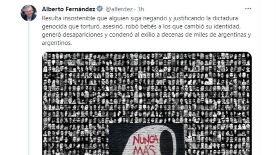 Alberto Fernández tuiteó contra Milei por negar los 30.000 desaparecidos g_20231002