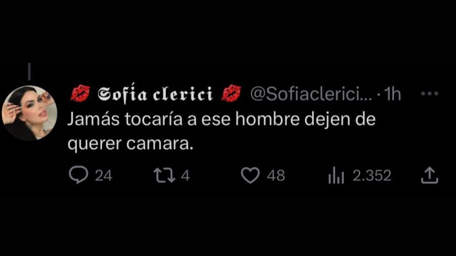 Tuit de Sofía Clerici sobre su vínculo con Matías Defederico