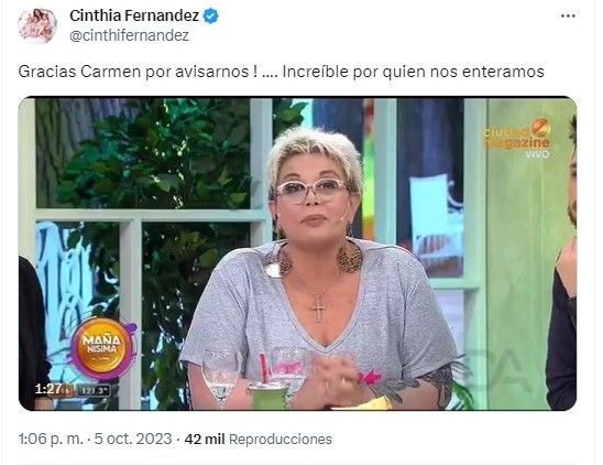 Cinthia Fernández tweet
