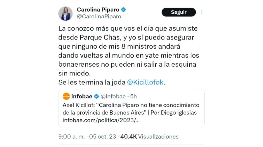Tweet de Carolina Piparo
