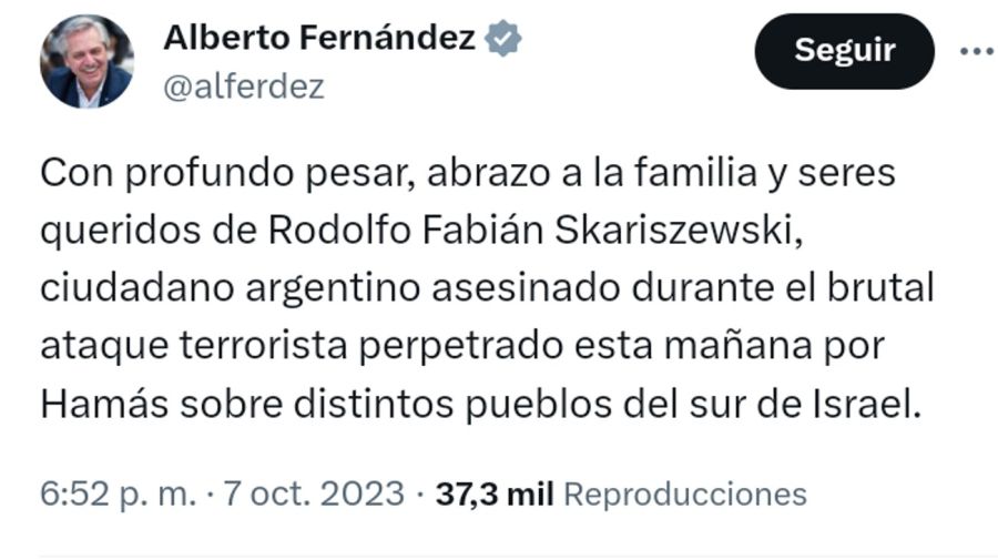 Mensaje de Alberto Fernández