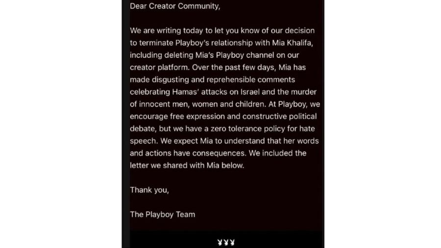 Comunicado Playboy contra Mia Khalifa