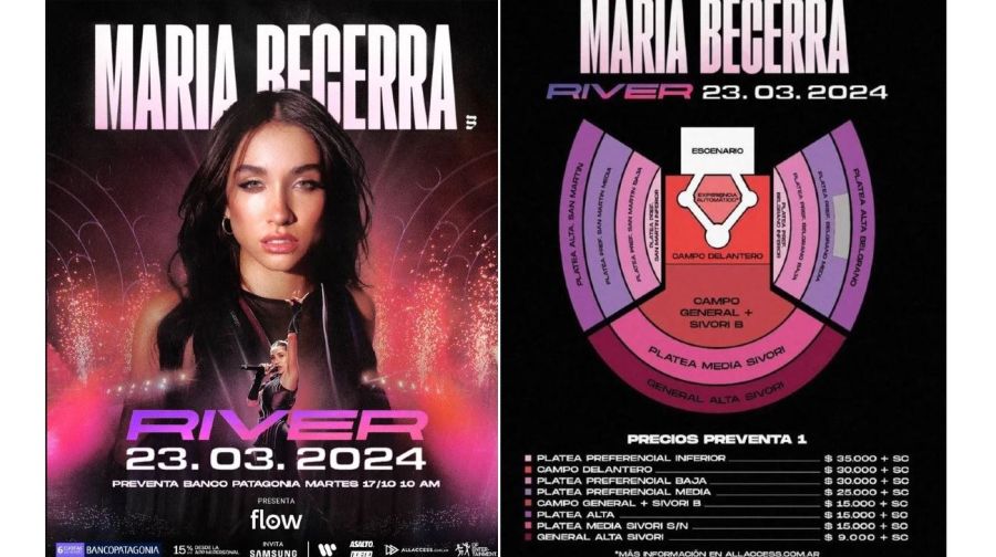 Maria Becerra entradas ubicaciones precios recital river plate