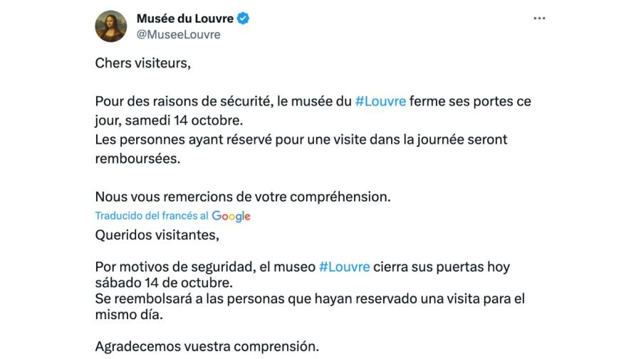 Amenaza de atentado en el Museo del Louvre: desalojaron a 15.000 visitantes y lo cerraron 