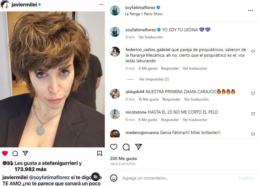 La extraña reacción de Fátima Florez ante la declaración de amor de Javier Milei