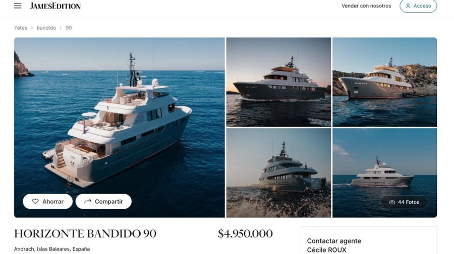 Está en venta el Bandido, el barco del escándalo, de Martín Insaurralde en Marbella.
