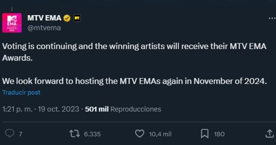 Votacion MTV EMA 2023