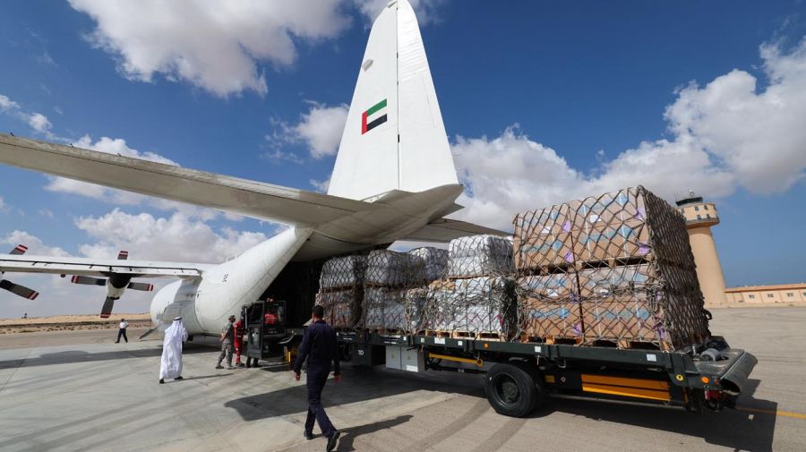 Avión en Egipto con suministros para los civiles de la Franja de Gaza 