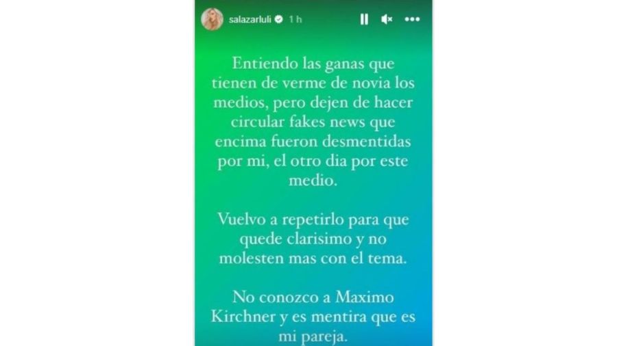 Luciana Salazar desmiente romance Maximo Kirchner