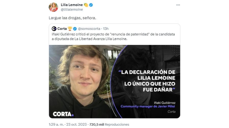 El tuit de Lilia Lemoine respondiendo a Iñaki.