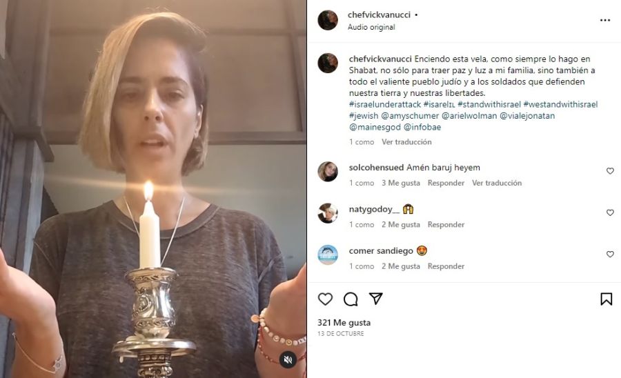 Victoria Vannucci encendió una vela por Israel 1