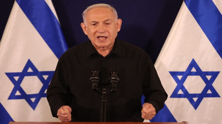 20231028 Benjamín Netanyahu en conferencia de prensa.
